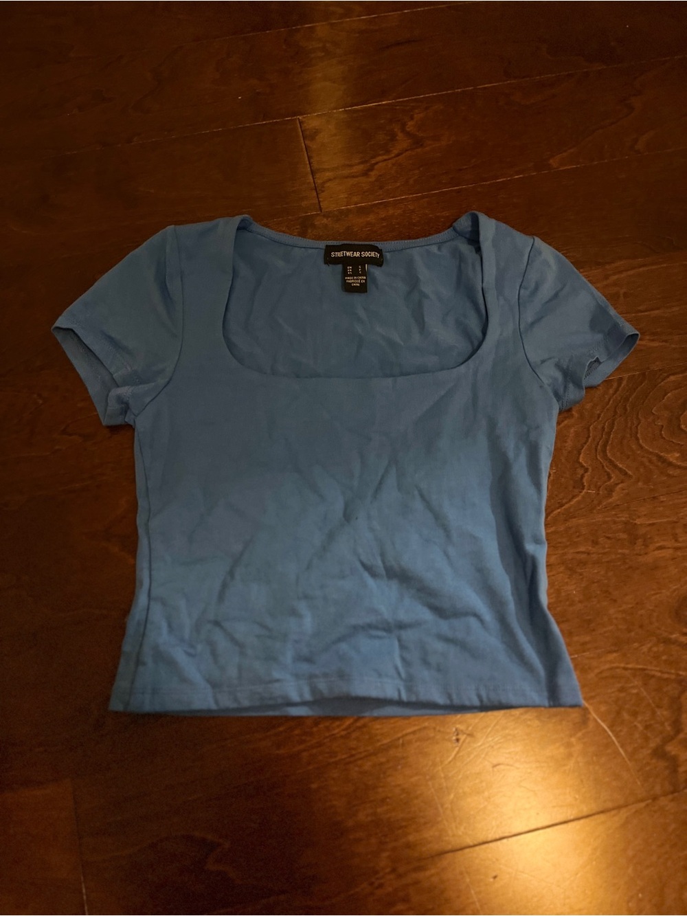 Streetwear Society Sky Blue Scoop Neck Crop Top